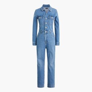 NWT J. Crew Factory ‘Denim Collared Utility Jumpsuit’ in “Blue Azure Wash” Sz 6